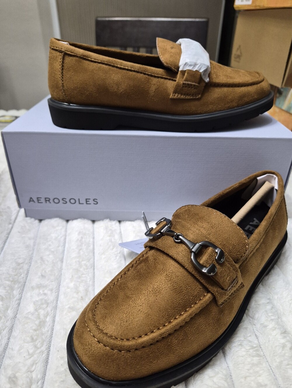 AEROSOLES BECKETT FAUX SUEDE LOAFERS WOMEN'S SZ 6 M NEW